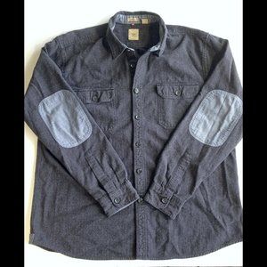 Dockers Thick Cotton Shirt Elbow Patches Flip Cuffs Gray - Great Condition - XL